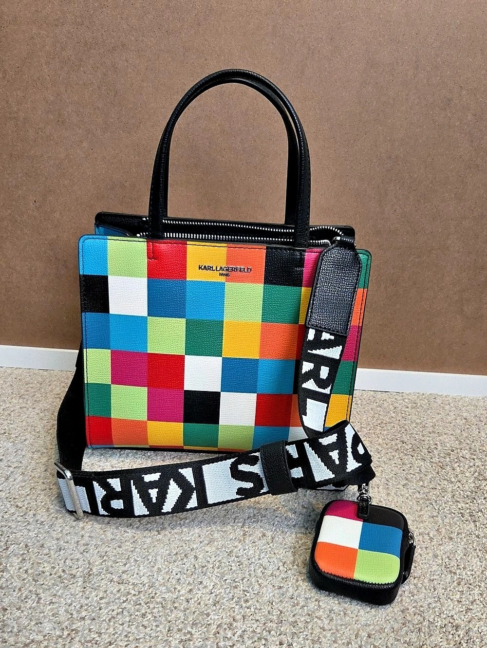Karl Lagerfeld Color Block Tote Bag Multicolor Like New